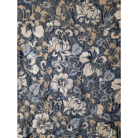 Analogy Embroidered Tan and Blue Button Front Blazer Jacket PL - Picture 4 of 7